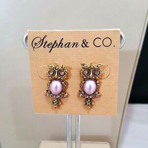 Stephan & CO. Purple Owl Earrings